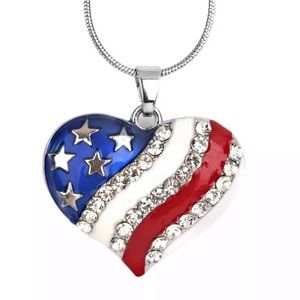 Crystal Flag Heart Pendant Necklace!